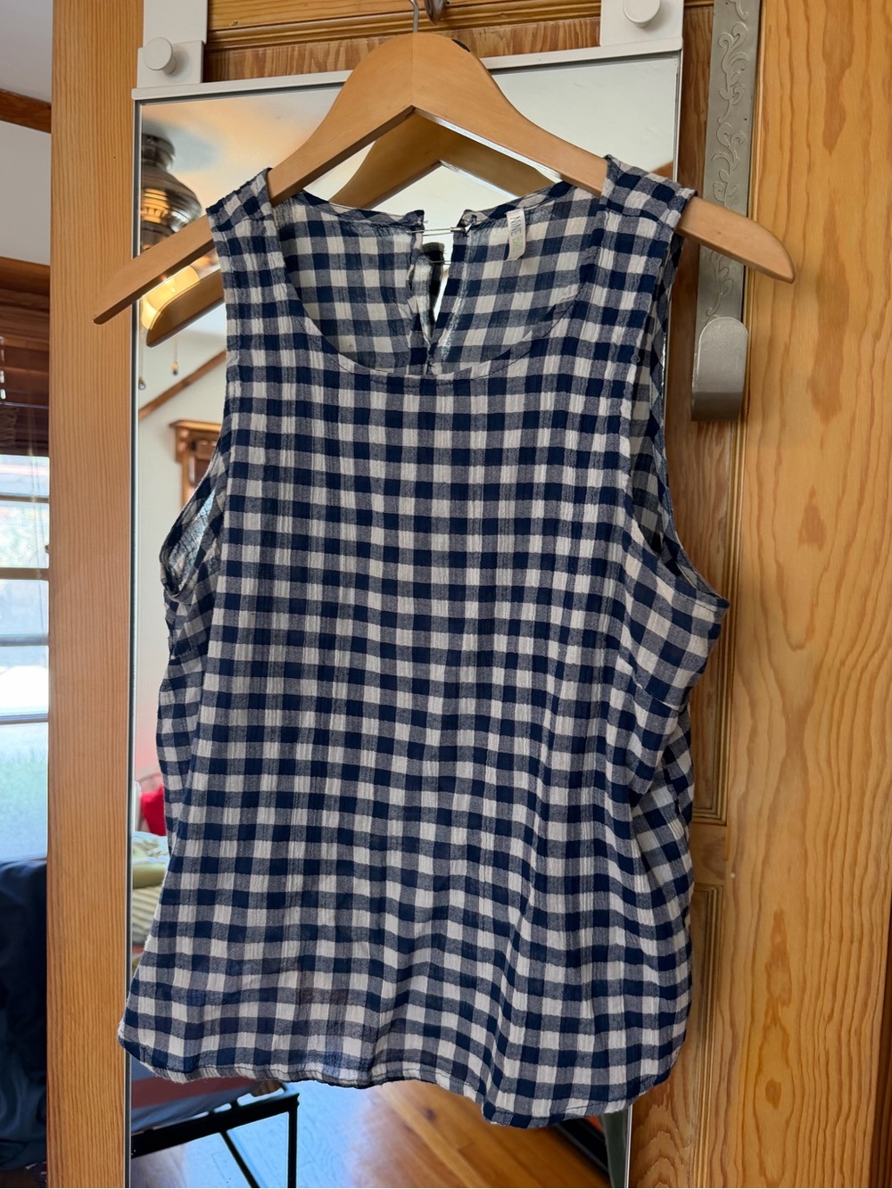 Navy and White Gingham Tank